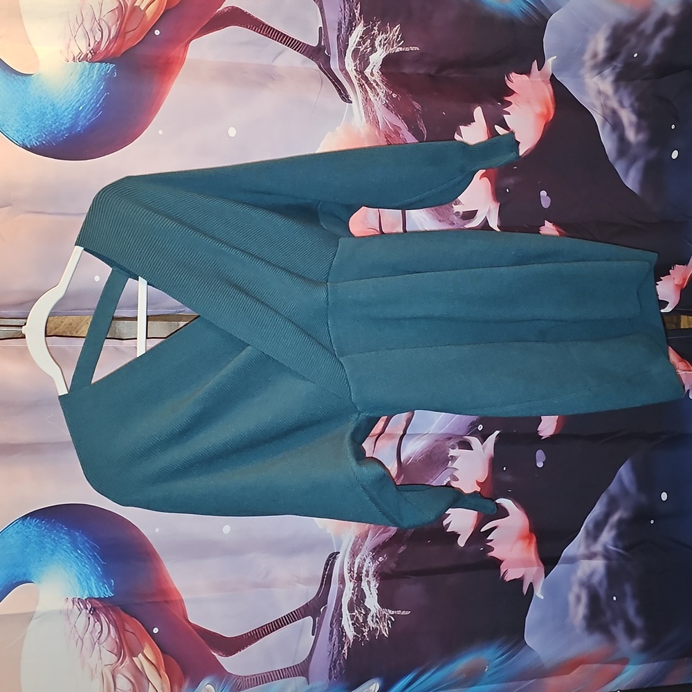 Elegant Teal Wrap sweater dress